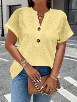 Yellow V-neck T-shirt